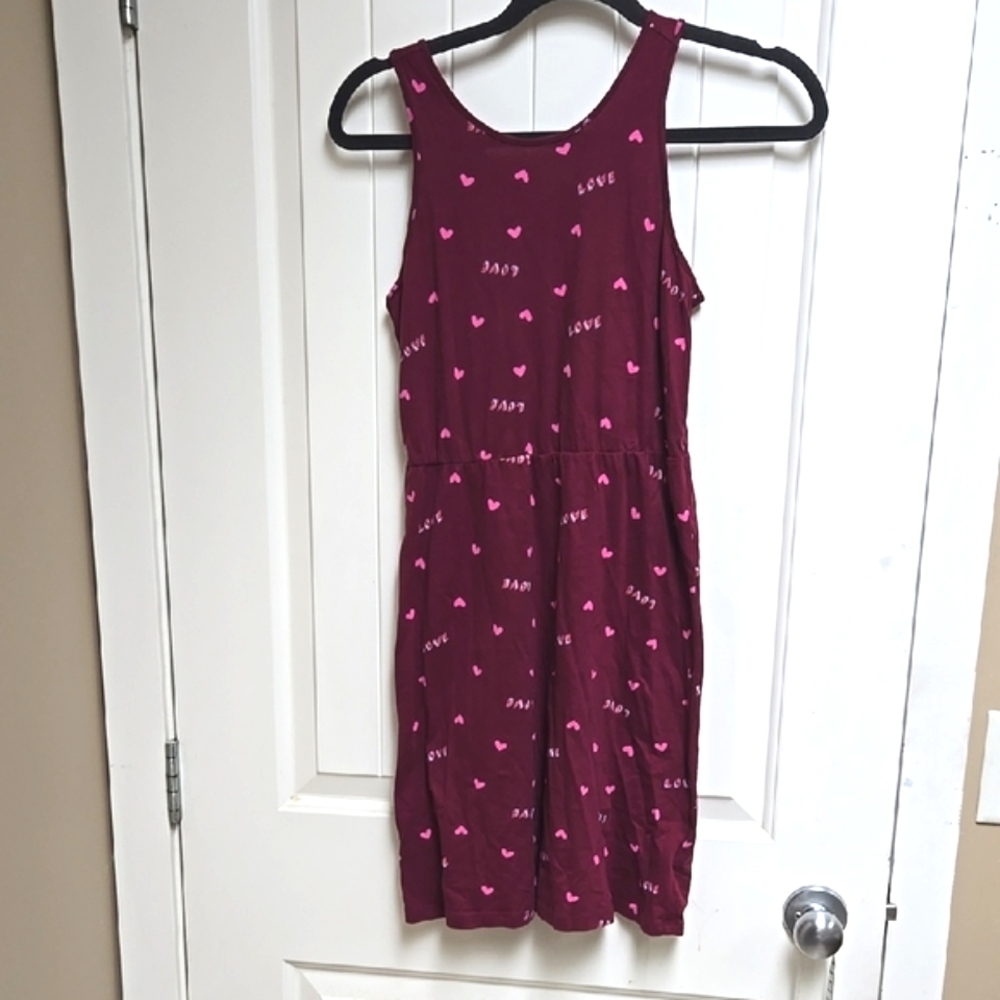 3/$23 Old Navy Burgundy Kids Children  Love Hearts Pattern XL 14